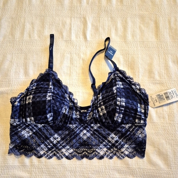 Nautica Other - Nautica women's size Large blue plaid bralette light padded NWT